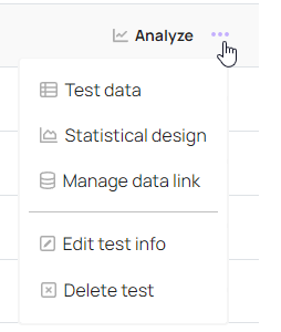 A/B test actions drop-down
