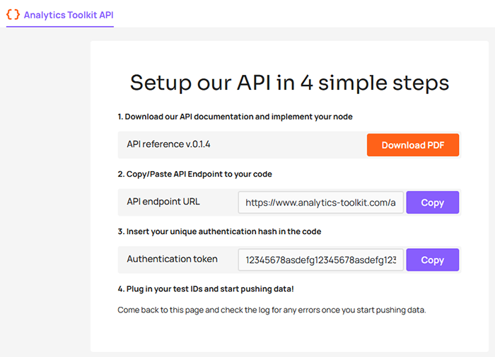 initial API configuration details