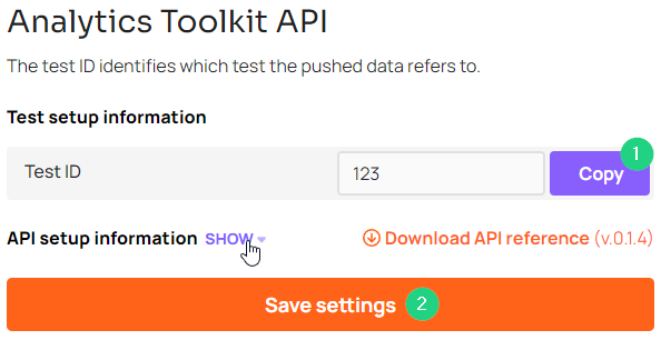 test ID for the Analytics Toolkit Data API