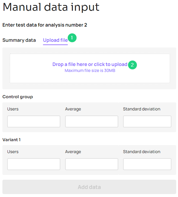 non-binomial data file upload form