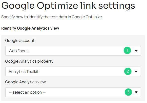 selecting the Google Analytics view